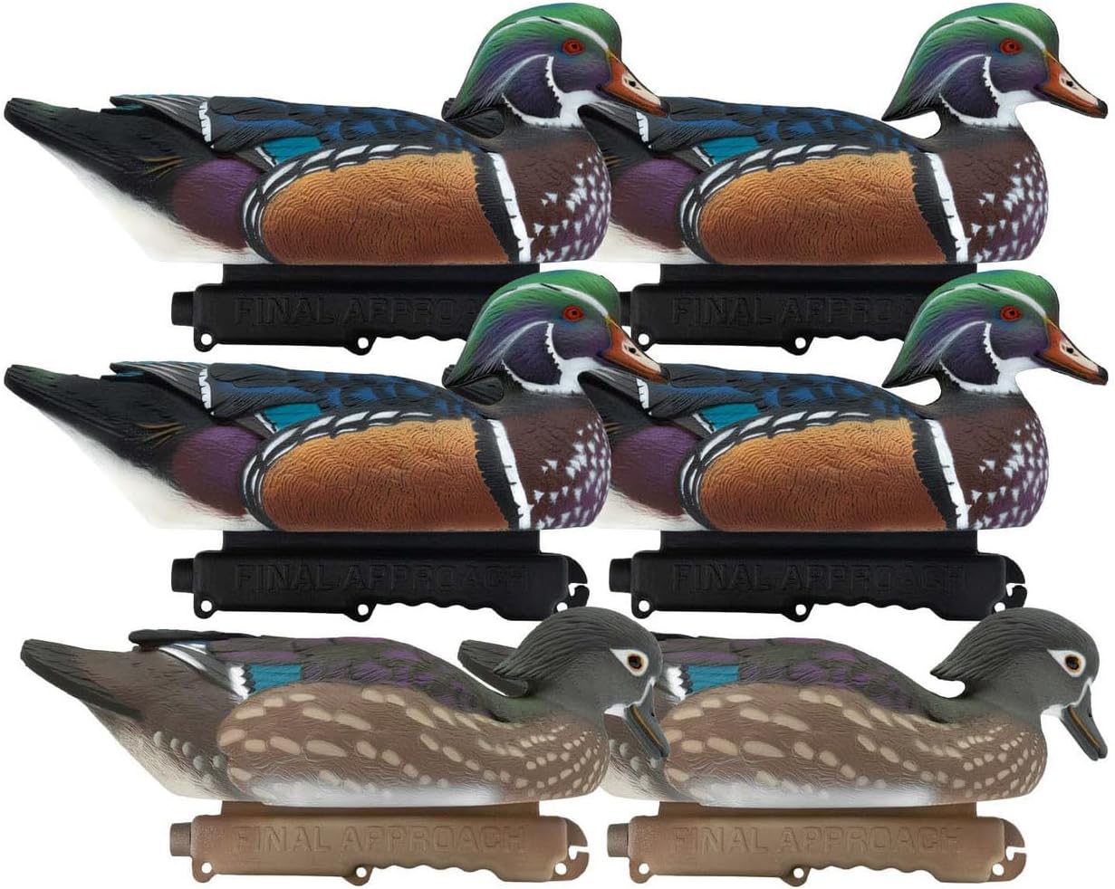 Final Approach Live Floating Wood Duck Decoys, 6 Pack in Green