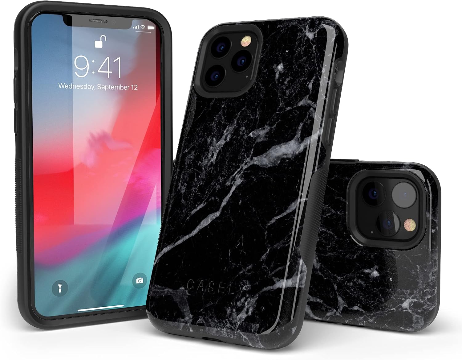 Casely iPhone 11 Pro Max Case | Black Pearl Marble | Bold Protective Design