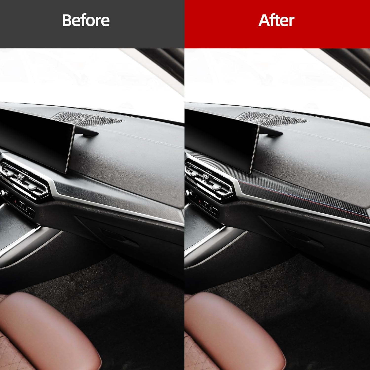 Betterhumz Car Central Instrument Dashboard Cover Trim Compatible with BMW G20 G28 G42 G23 3 4 Series 318i 320i 330i M340i 2020-2023 Car Interior Accessories PVC Leather B