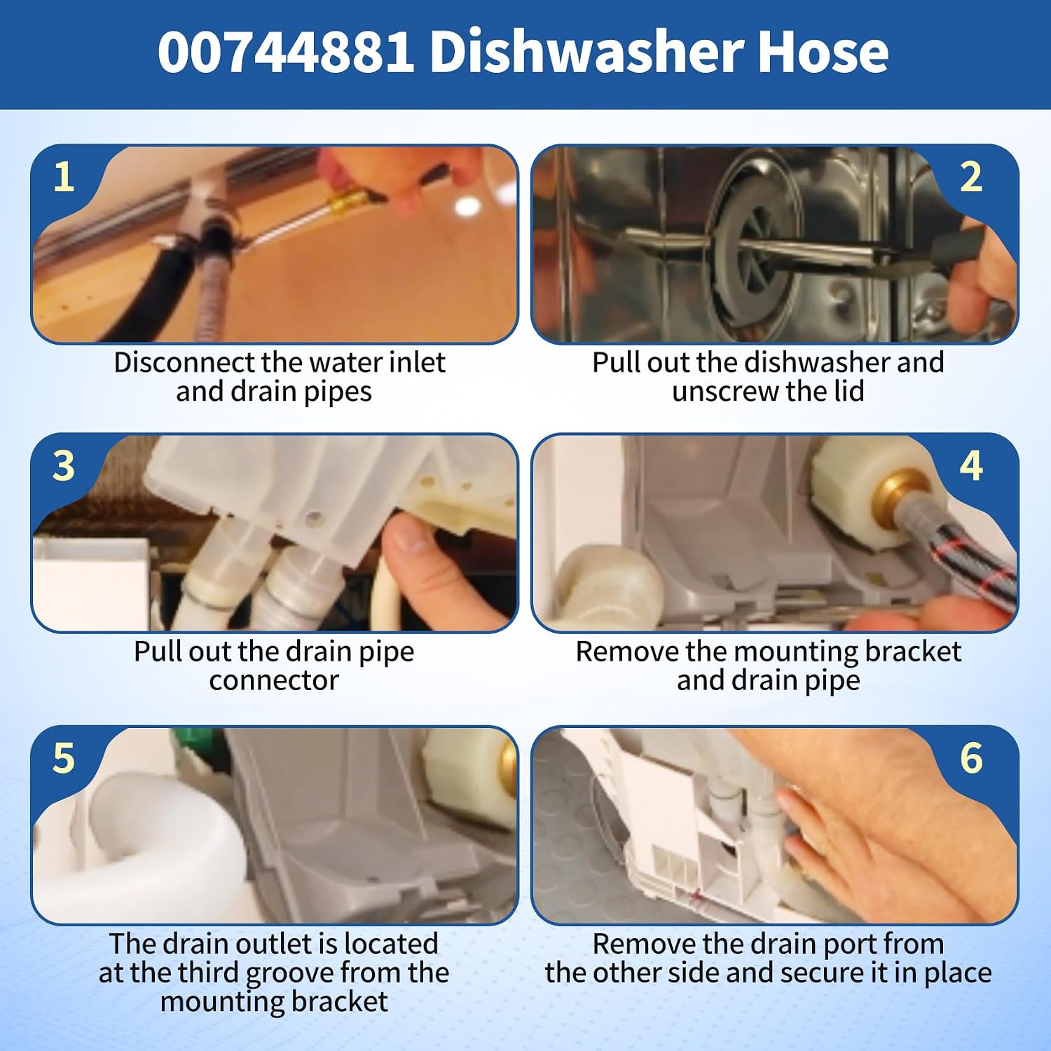 00744881 PS8737004 Compatible with Bosch Dishwasher Drain Hose, Replacement 3189138 AP5691300 Dishwasher Drain Hose Extension, Suitable for Dishwasher Drain Hose Repair.