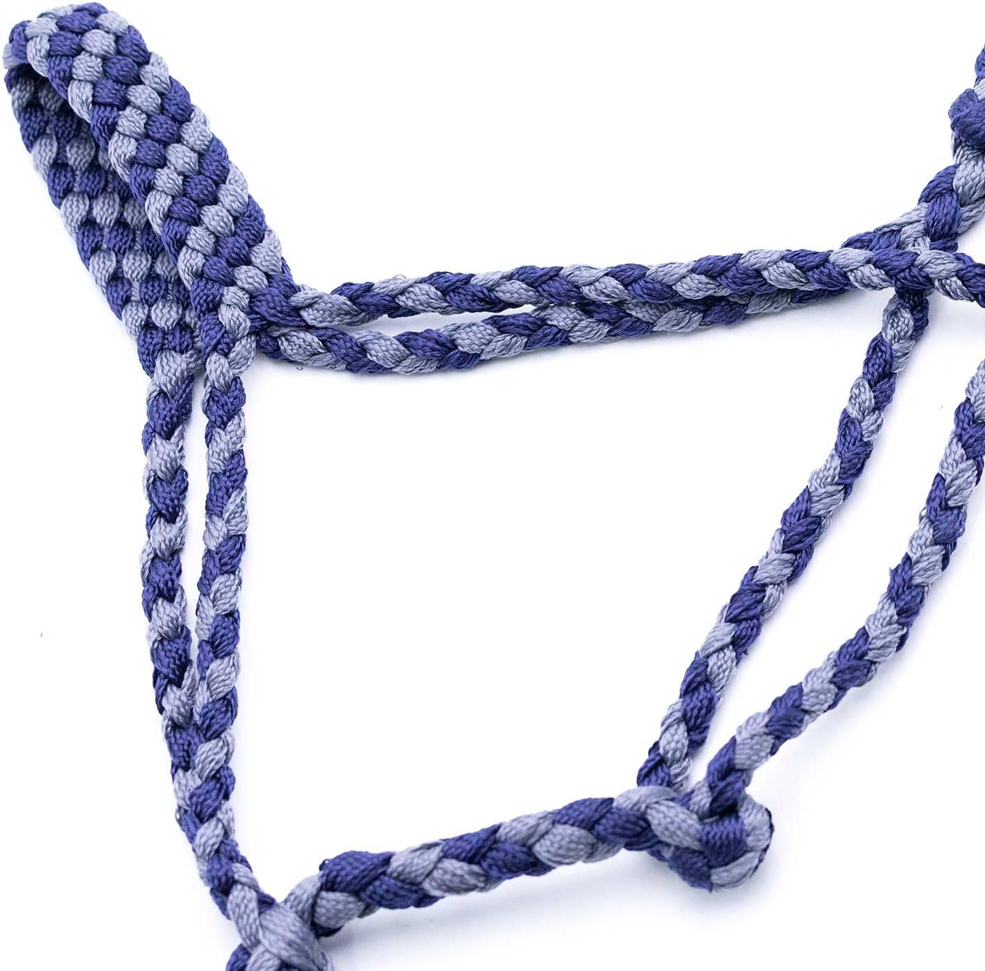 Jeffers Braided Mule Tape Halter with 10 ft Lead Rope for Horses 750–1200 lb - Full Size Adjustable Knot Horse Halter, Equestrian Training Tack for Riding, Trail, Western, Stable – Navy Blue & Gray