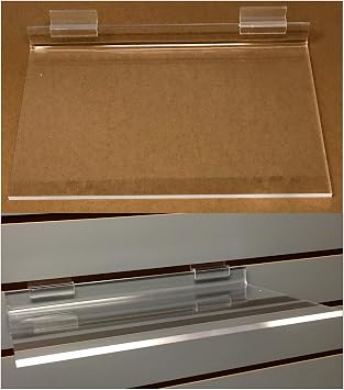 Clear Acrylic Slatwall Shelves 12 Inches Wide x 8 Inches Deep Set of 2 for Retail Display or Home Use
