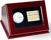 Hole-in-One Wooden Golf Ball Display Case with Custom Engraved Gold Plate - Polished Rose Wood Box with Transparent Window - Dust Protection for Golf Ball Memorabilia with Personalization
