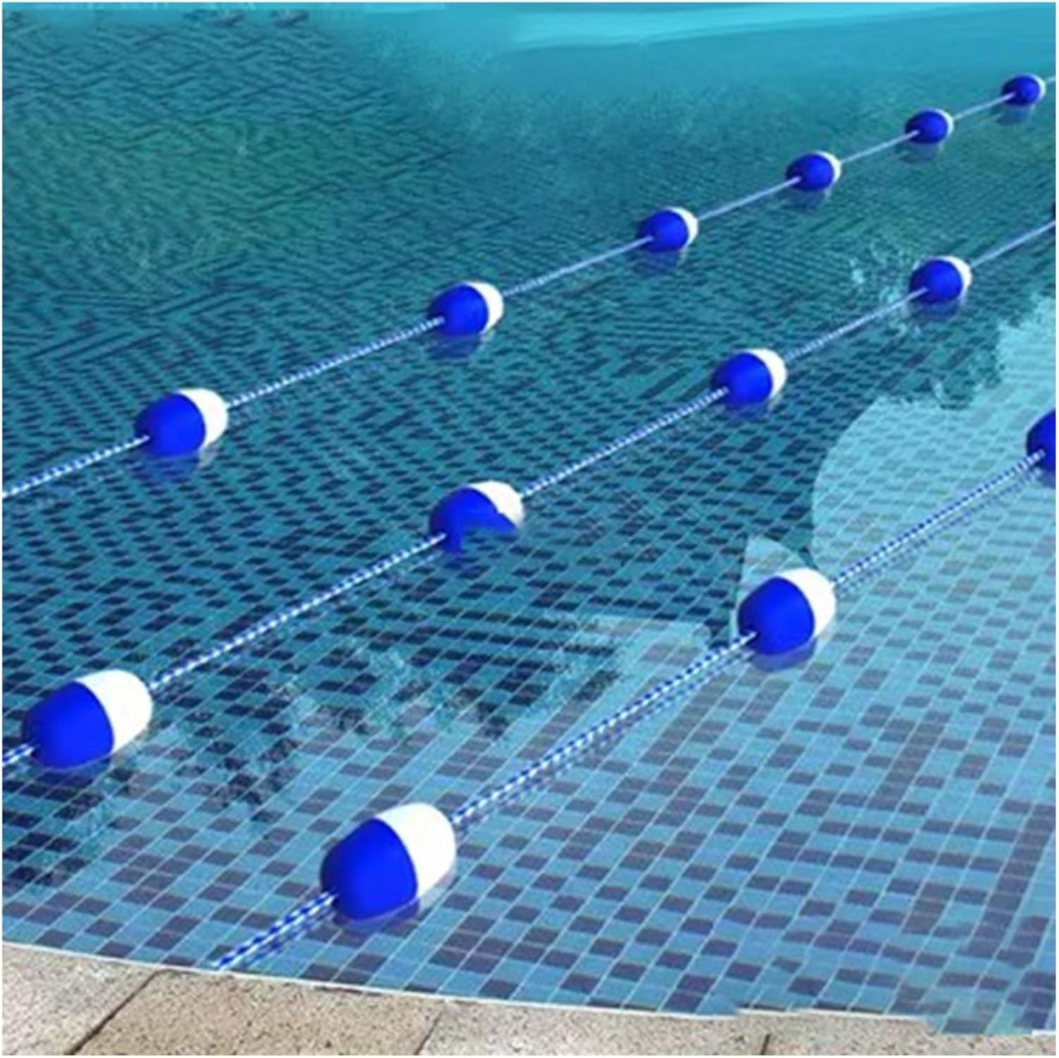 Pool Safety Divider Rope Kit, 14m Floating Lane Marker with Stainless Hooks & Bi-Tone Buoys, Ideal for Swim Race Lanes, Swimming Pool Safety Equipment