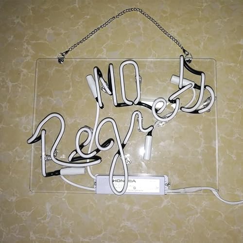 Miniatura 2 de Letrero de neón con texto en inglés "No Regrets' Beer de 14" x 10" para el hogar, dormitorio, pub, hotel, playa, sala de juegos, decoración de garaje