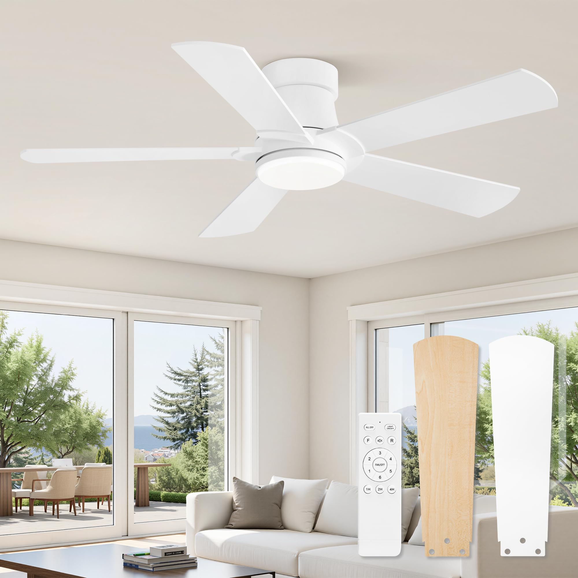 Fanbulous 42” Ceiling Fans with Lights and Remote, Flush Mount Ceiling Fan