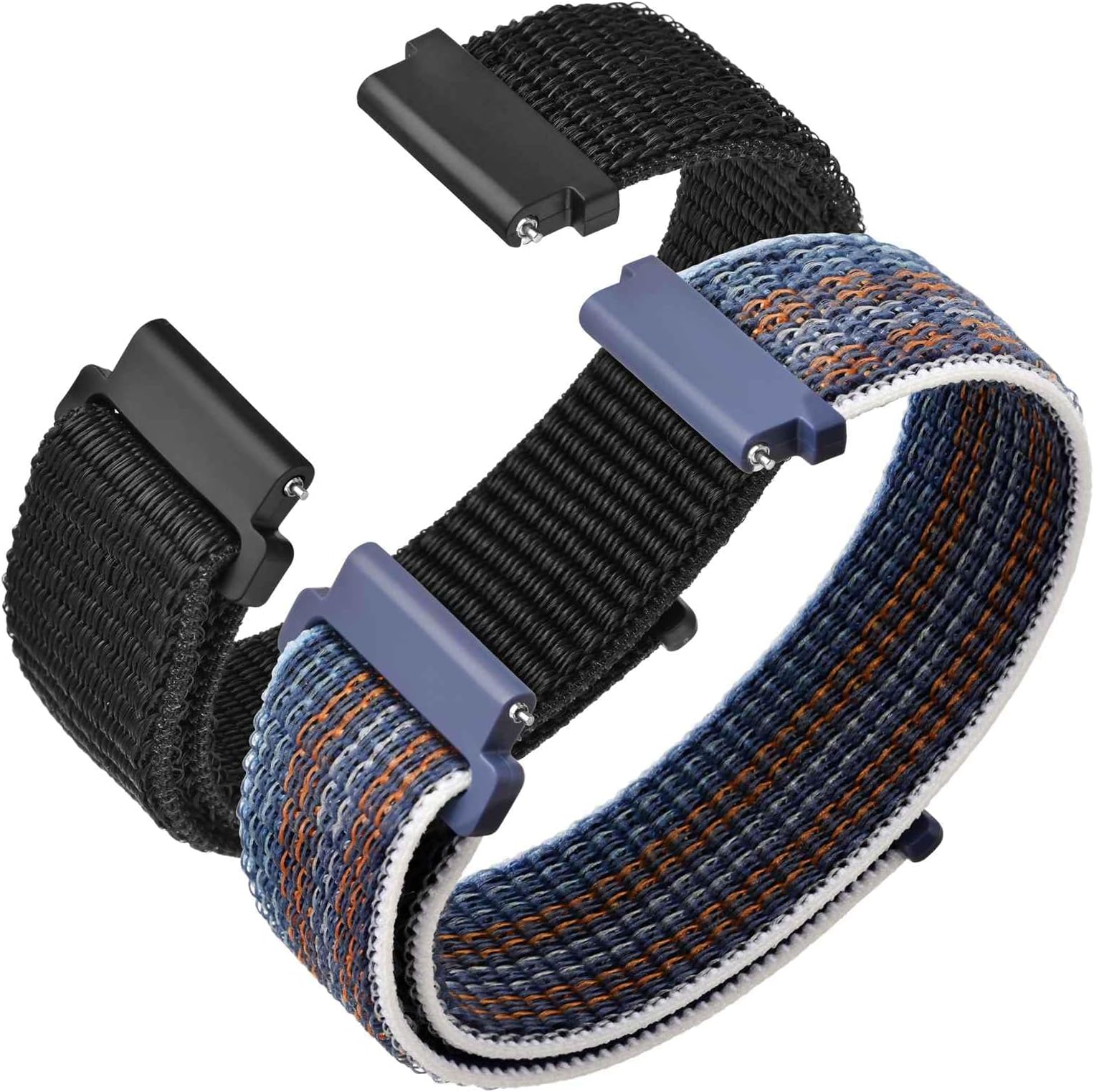 Nylon Sport Loop Watch Bands, 2 Packs Quick Release Adjustable Strap 16mm 18mm 19mm 20mm 21mm 22mm 24mm