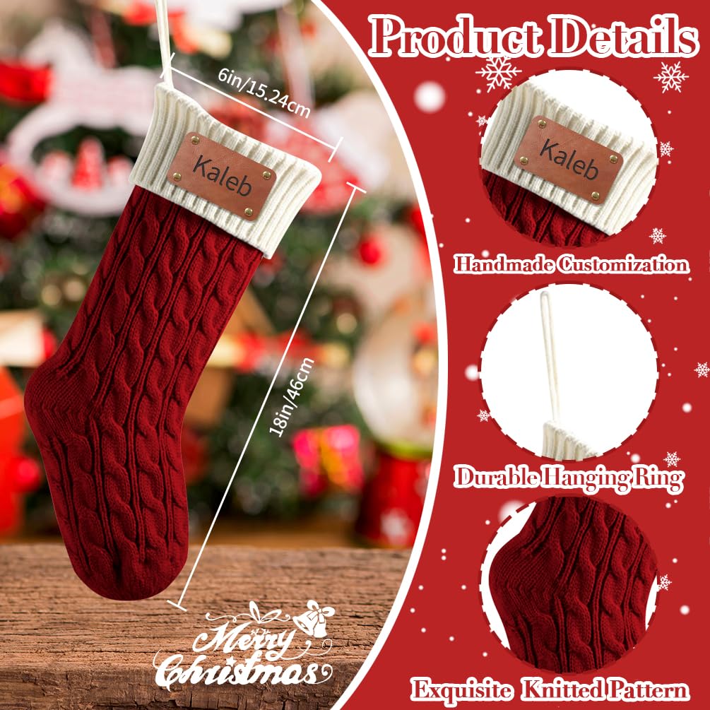 TOPWAYS, Calze natalizie rosse personalizzabili, grandi, con monogramma, da appendere al camino, adatte come decorazione e come regalo di Natale (B