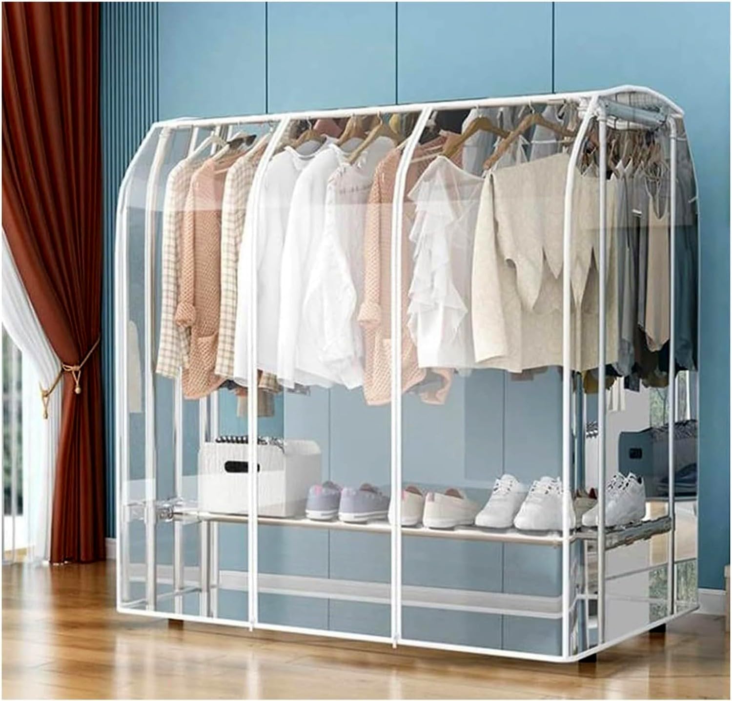 Copertura trasparente con cerniera per appendiabiti – Borsa protettiva per guardaroba – Grande 160 x 75 x 150 cm – ideale per cappotti e abbigliamento nization