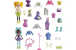 Polly Pocket Travel Toy Space Fashion Pack: 2 Dolls & 25 Accs