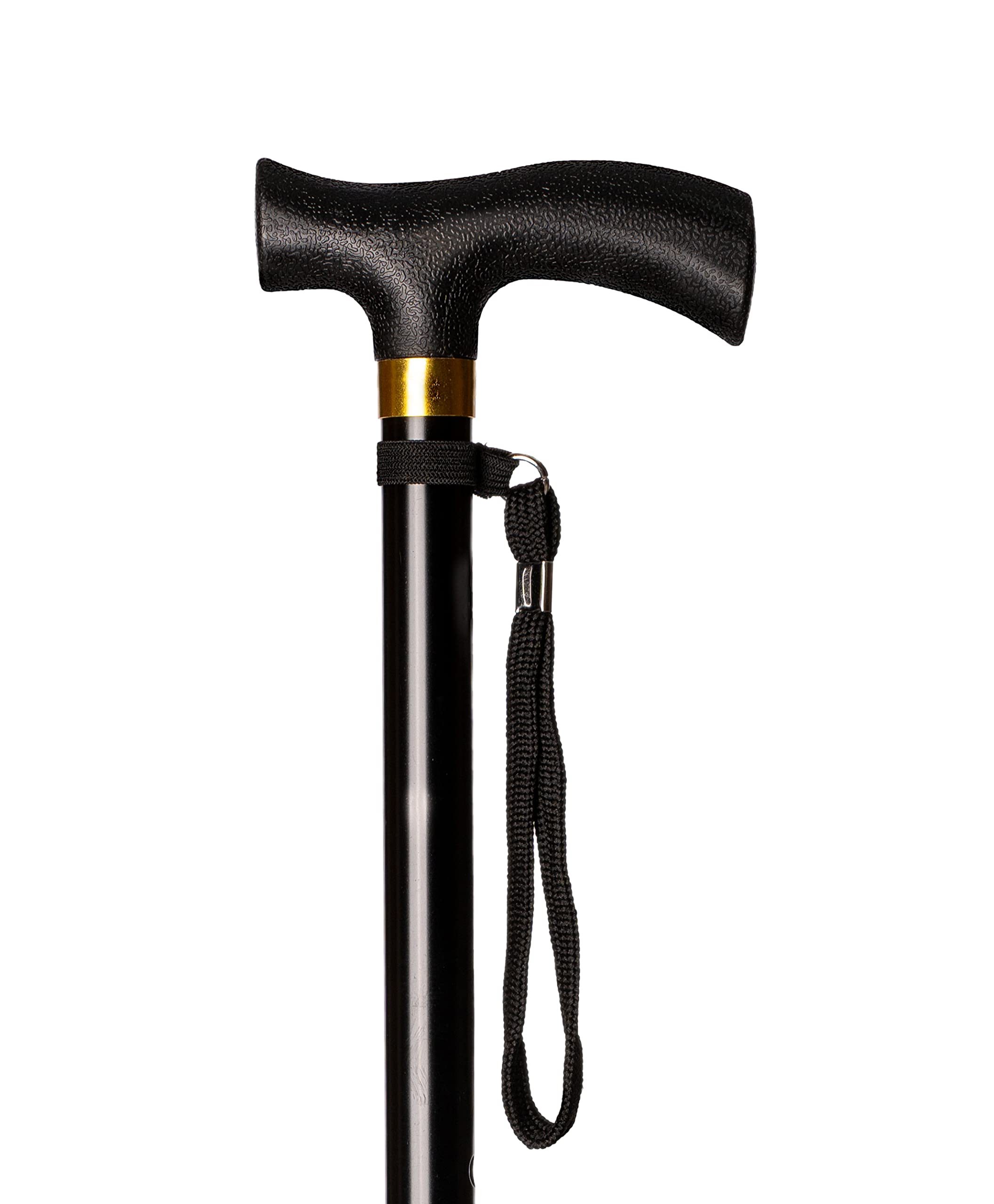 Canne avec ressort en aluminium, extensible couleur noire, réglable 74-95 cm, poignée souple confortable à manipuler