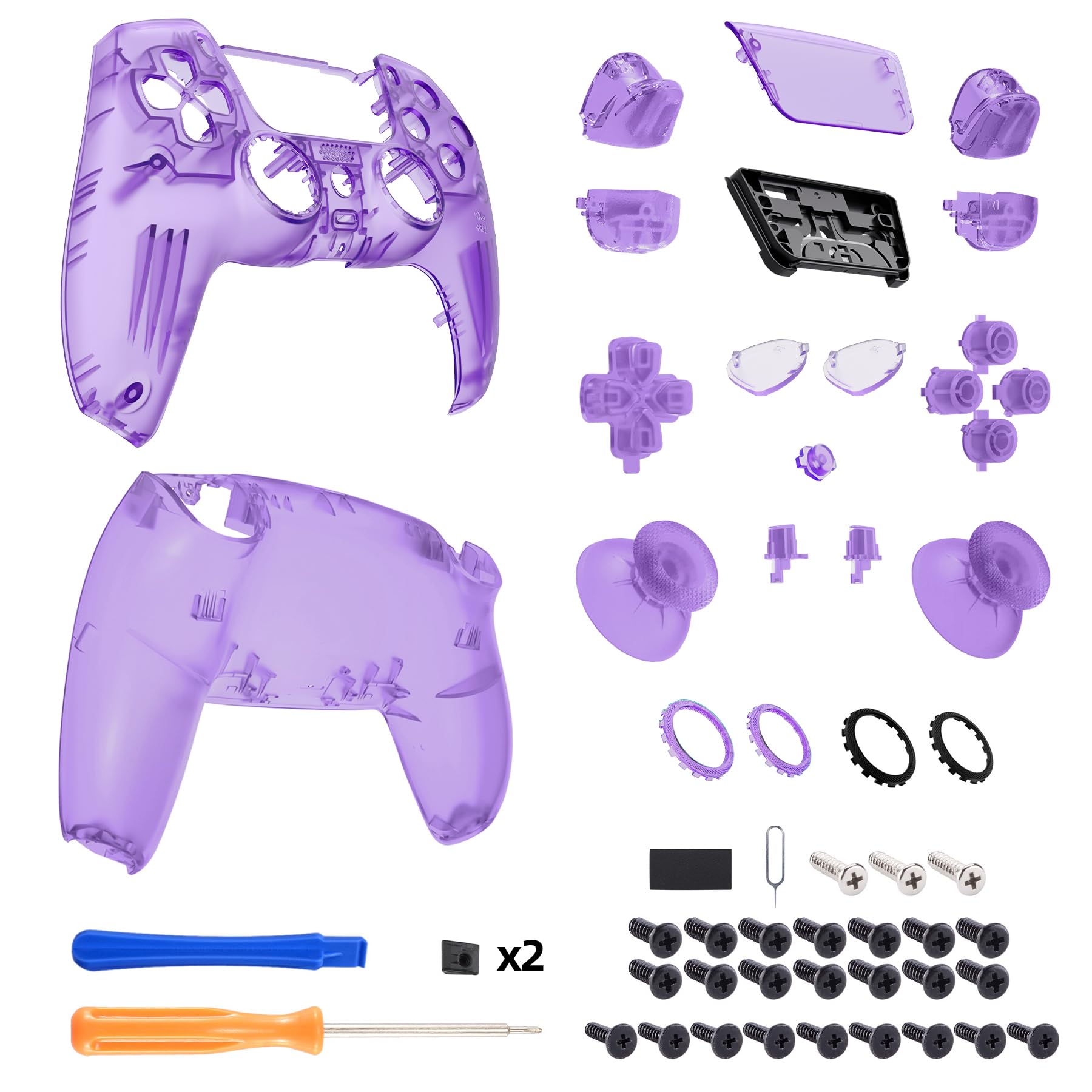 eXtremeRate LUNA Cover Przycisków Obudowa Touchpad Kompatybilny z Kontrolerem ps5 BDM-030/040,Przeprojektowana Wymiana Shell Osłona Case dla Kontrolerem ps5 BDM-030/040-Jasne Atomowy Fioletowy