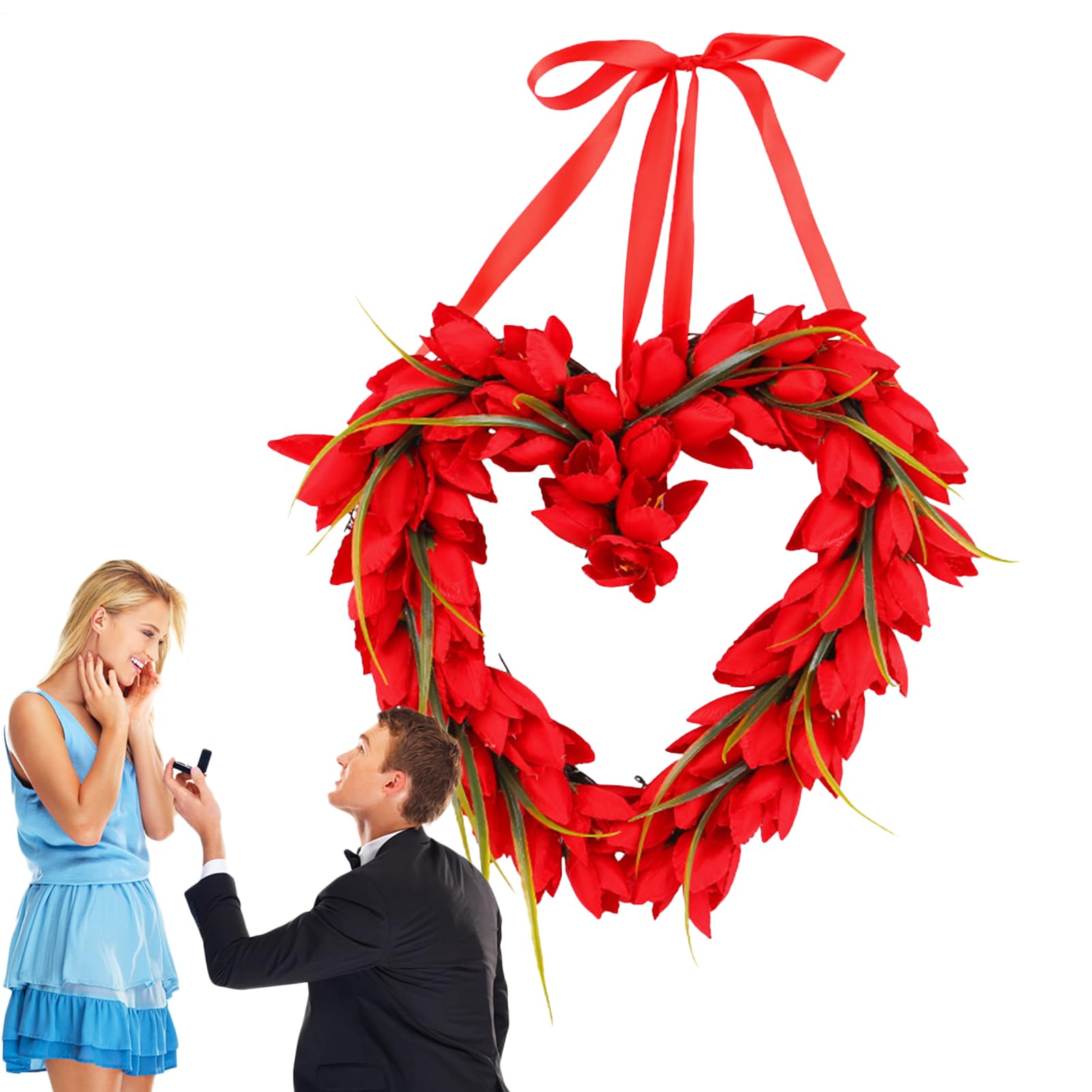 Corona de Corazón de San Valentín decoración de puerta festiva