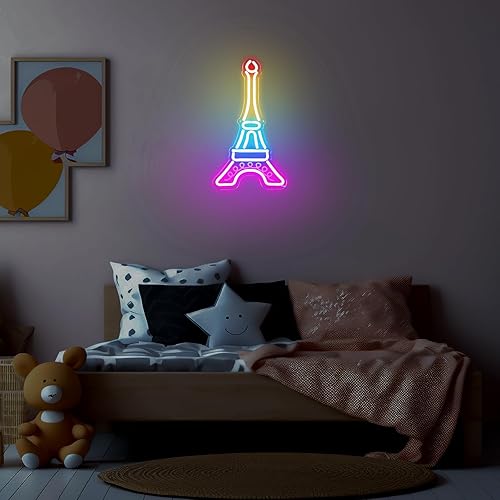 Miniatura 5 de VIHOSE Letrero de neón de la Torre Eiffel, regalos de Navidad, regalos de torre Eiffel, luz de neón LED, alimentada por USB, decoración de