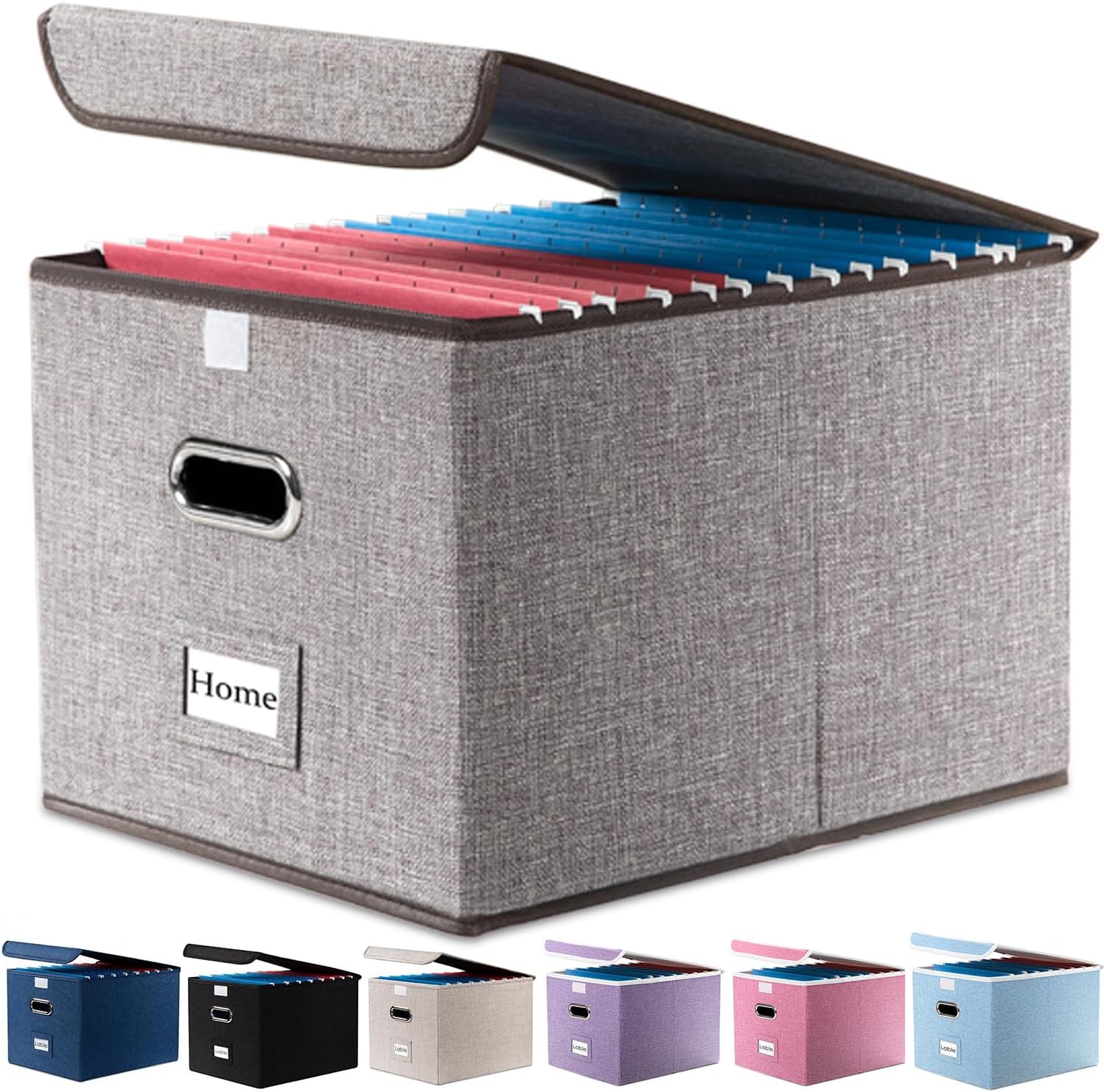 LIGHTNIING HAMMERZ File Organizer Box with Lid, Collapsible File Folder Organizer with Plastic Slide, Hanging File Folder Box for Office Document Storage 66 liters (1 Pack)-image-39