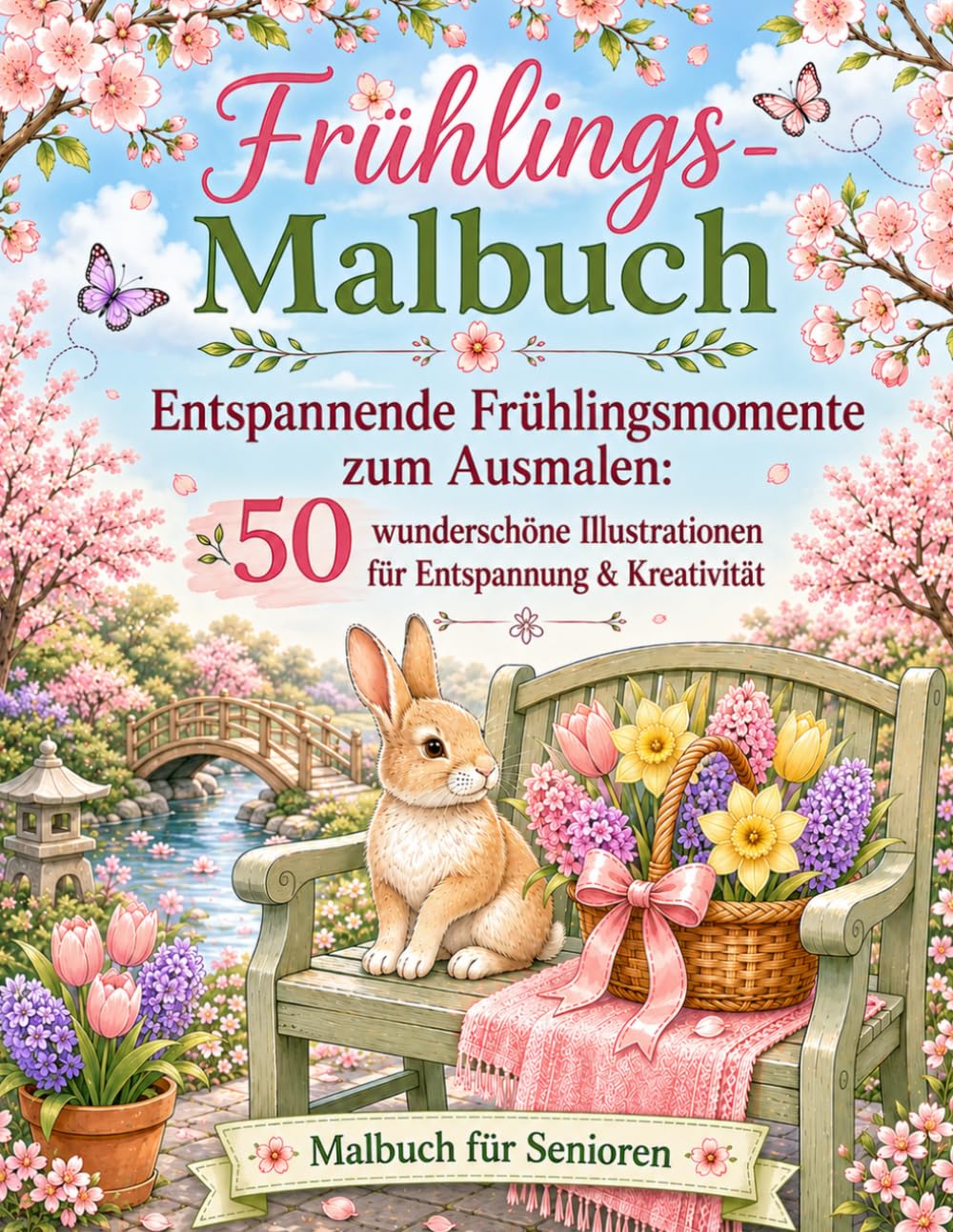 Frühlings-Malbuch: Entspannende Frühlingsmomente zum Ausmalen: 50 wunderschöne Illustrationen für Entspannung & Kreativität (Gemütliche Jahreszeiten: Verzaubernde Rückzugsorte)