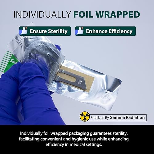 Miniatura 55 de 100 cuchillas quirúrgicas estériles de acero inoxidable de grado dental #10 Hoja quirúrgica Dermablade de acero inoxidable envuelta individualmente