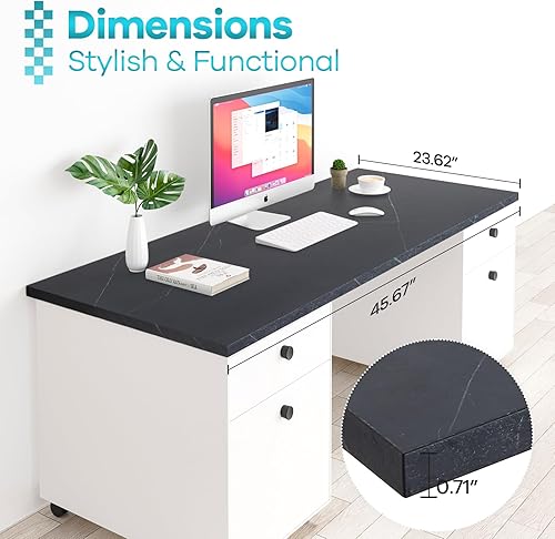 Miniatura 36 de Kaboon Mesa universal de 45.67 x 23.62 pulgadas, escritorio sólido de una pieza, encimera de melamina reversible, escritorios dobles, escritorio en