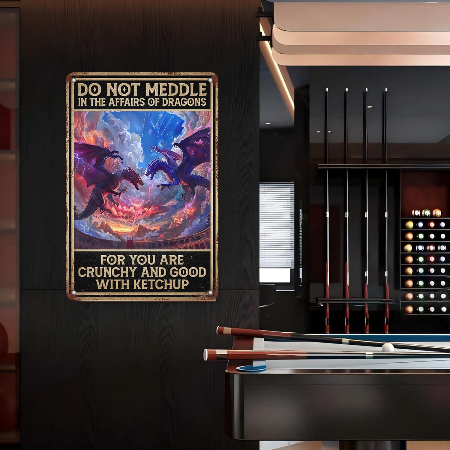 Metal Sign Funny Dragon Decor Do Not Meddle in The Affairs of Dragons Vintage Tin Sign for Man Cave Bar Study Home Decor 12x8 Inch - Image 5