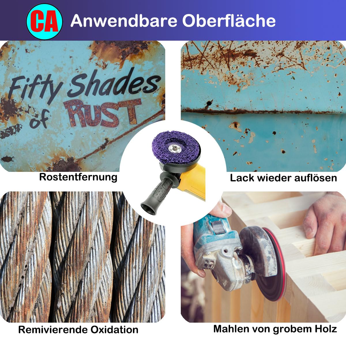 125mm CSD Scheibe, 5 Stück lila Reinigungsscheiben Schleifscheiben, Nylon Flex Scheiben Entfernung Von Farben Rost für Winkelschleifer