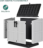 Vista 6 de YITAHOME Cobertizo de herramientas de resina gris claro, 36 pies cúbicos de almacenamiento horizontal impermeable para exteriores, cobertizo