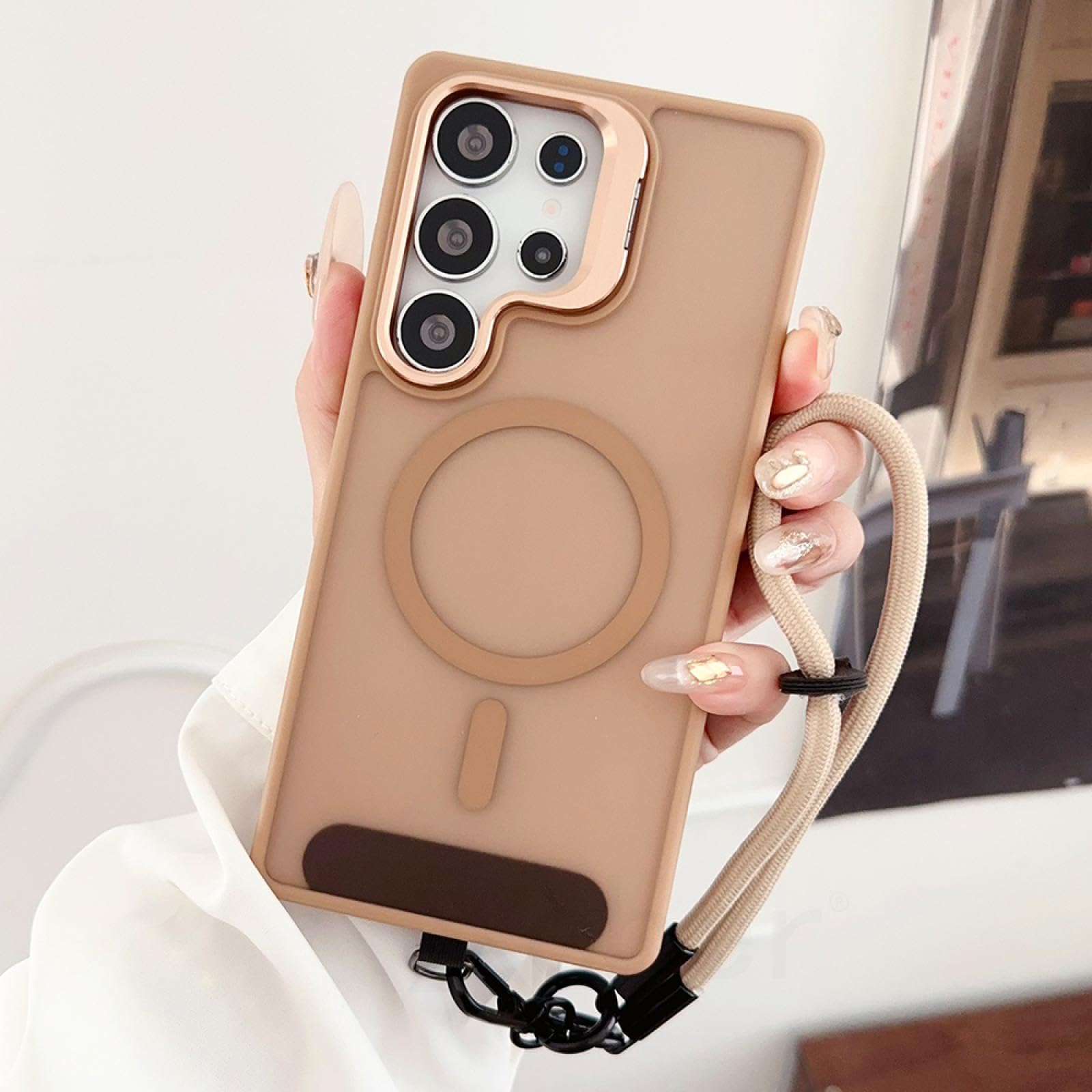 Coque rigide antichoc Galaxy S24+ or avec support d'objectif et anneau magnétique - 8