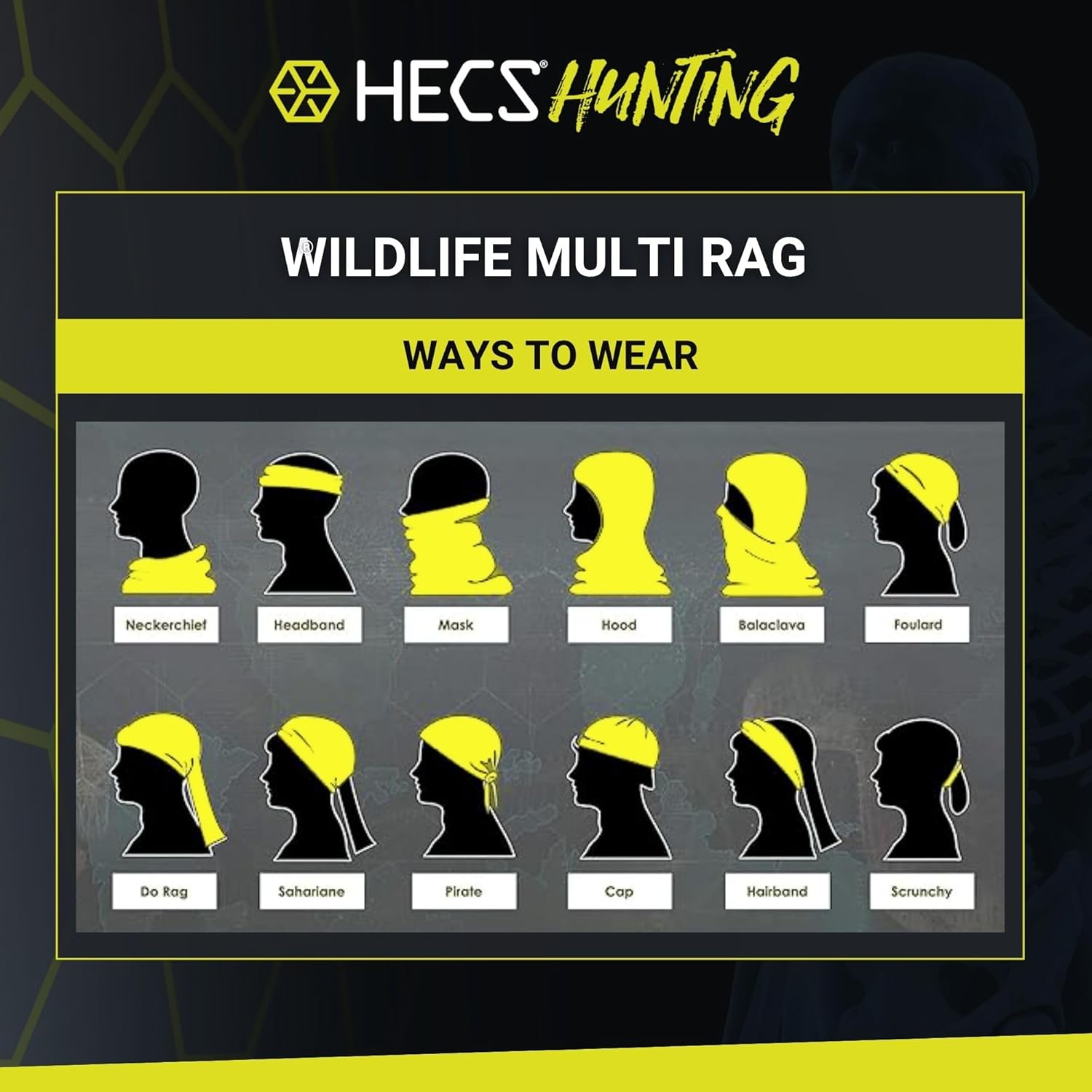 HECS Hunting HECStyle Stelth Screen Multi Rag - Stretch-Fit Neck Gaiter and Face Shield - Hunting Accessories and Gear