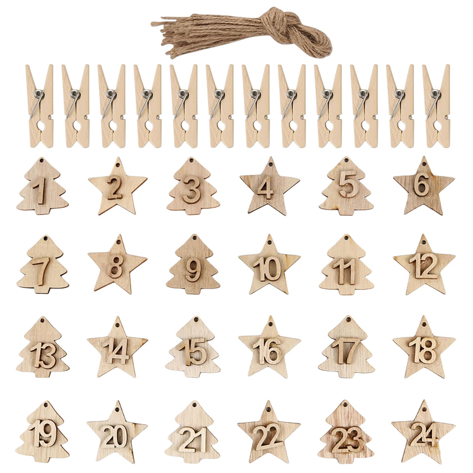 Adventskalender Zahlen Aus Holz - DIY Weihnachtsdekoration Mit 24 Motiven