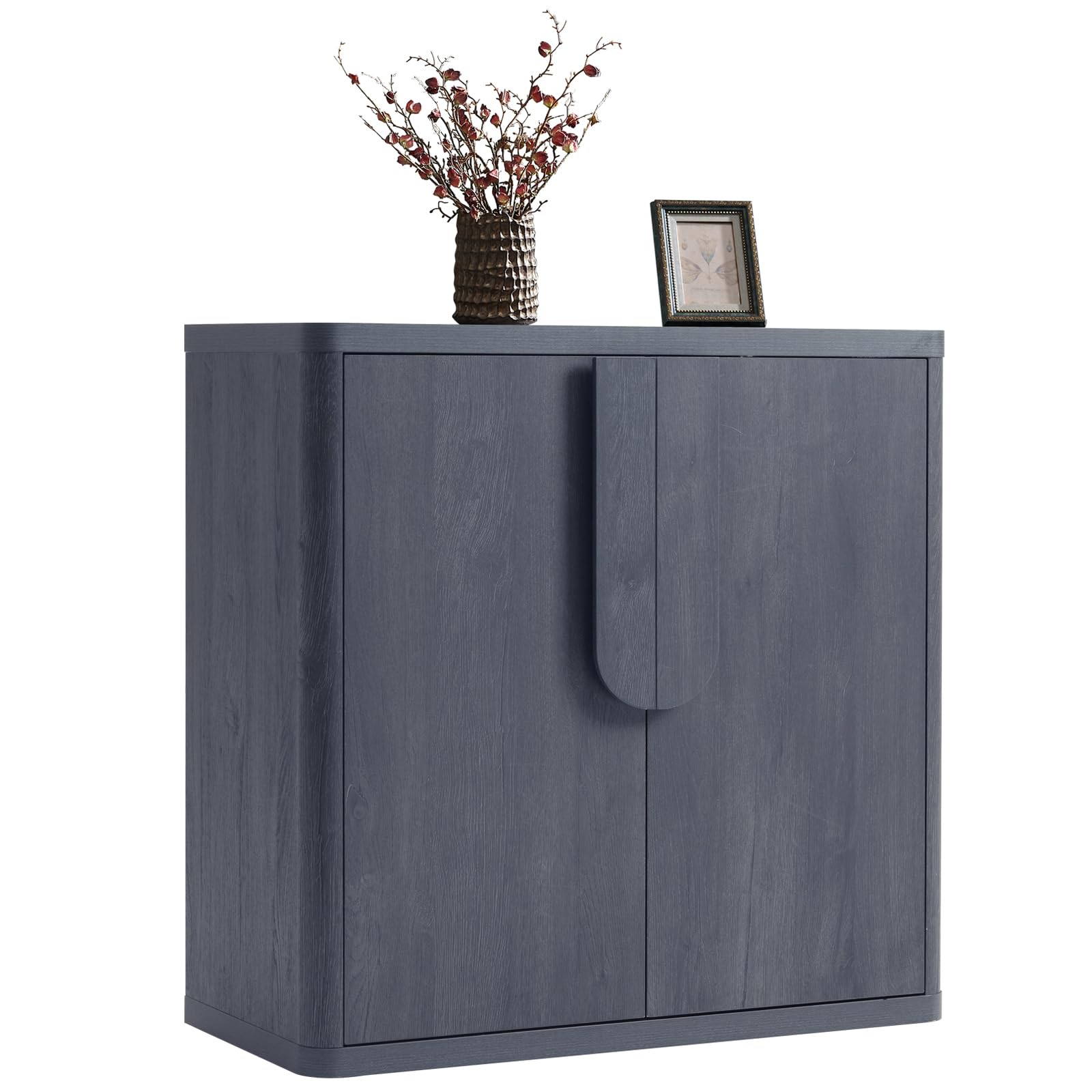 NOWABAY 34.5'' Sideboard Buffet Cabinet W/Storage, Modern Accent Cabinets W/Curved Handles & Adjustable Shelves, 2 Doors Coffee Bar Buffet Table