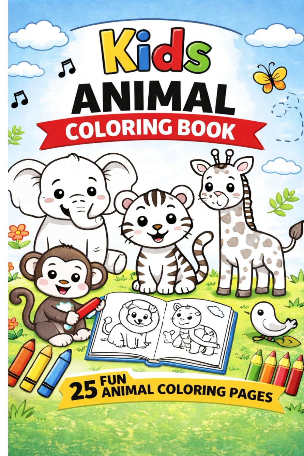 Kids Animal Coloring Book: 25 Fun Animal Coloring Pages