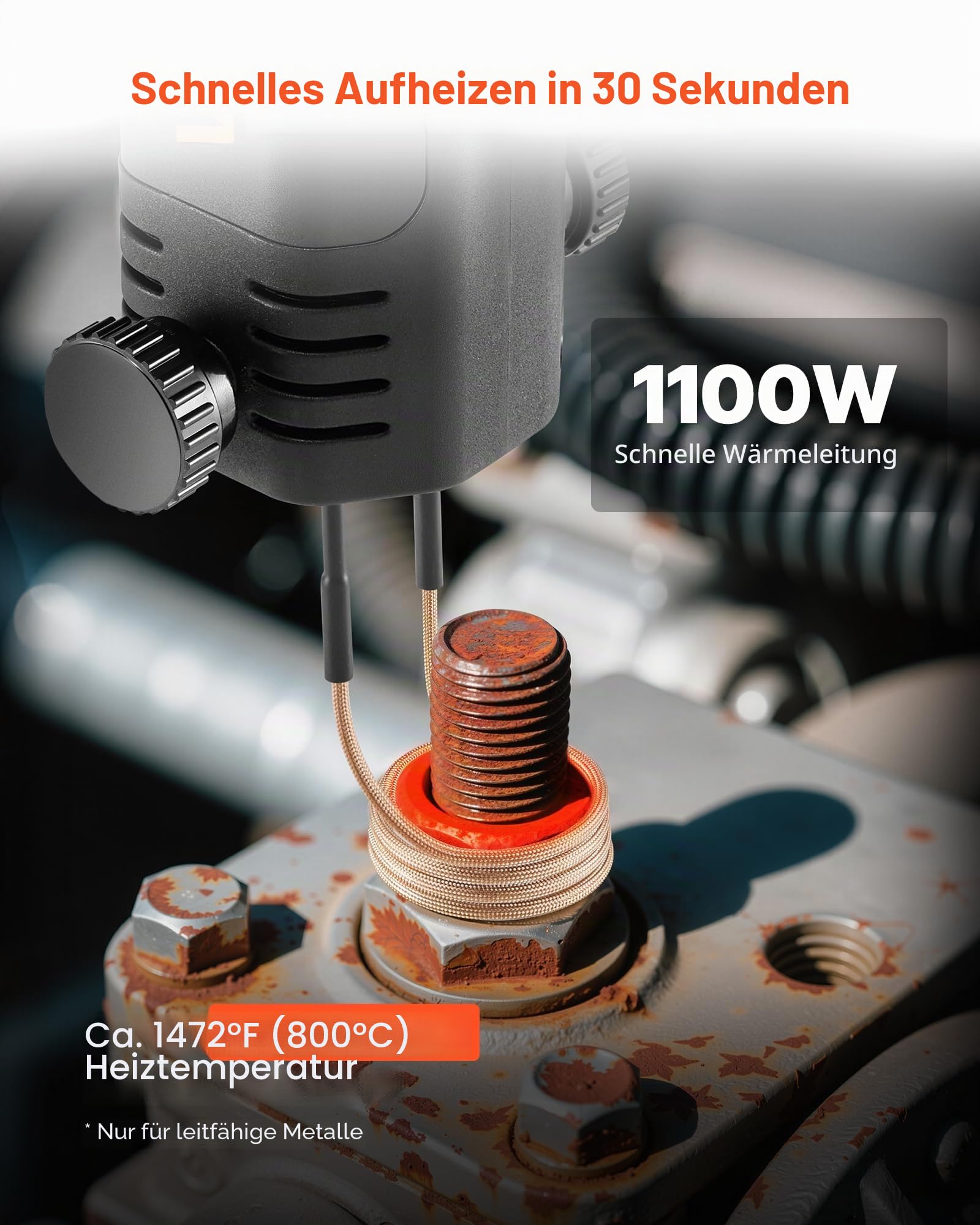 VEVOR Induktionsheizgerät zum Entfernen von Schrauben, 1100 W, 230 V, magnetisches Induktionsheizgerät-Set, Hand-Mutternlöser-Werkzeug, Mini-Heizgerät zum Entfernen von rostigen Schrauben