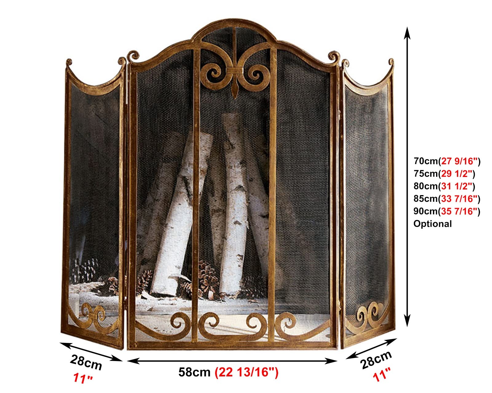 * antique flame ୨୧ * レクタングル型 アンティークフレーム Vintage fire screen, fireplace fireguard, foldable, gilt