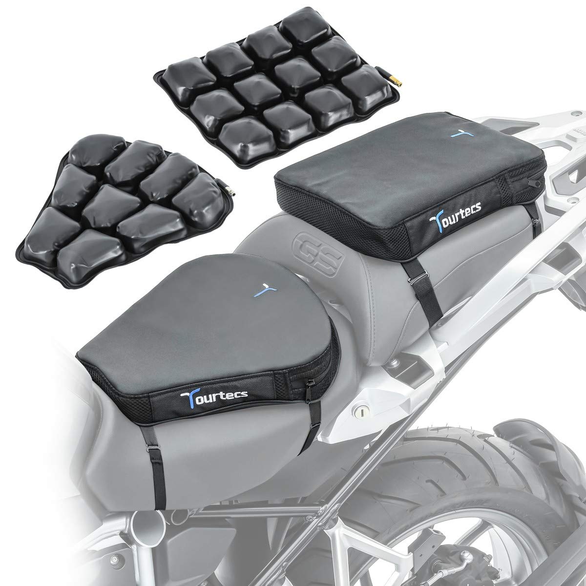 Set Coussin pour Selle de Moto Tourtecs Air Deluxe M + Coussin pour Selle Air S