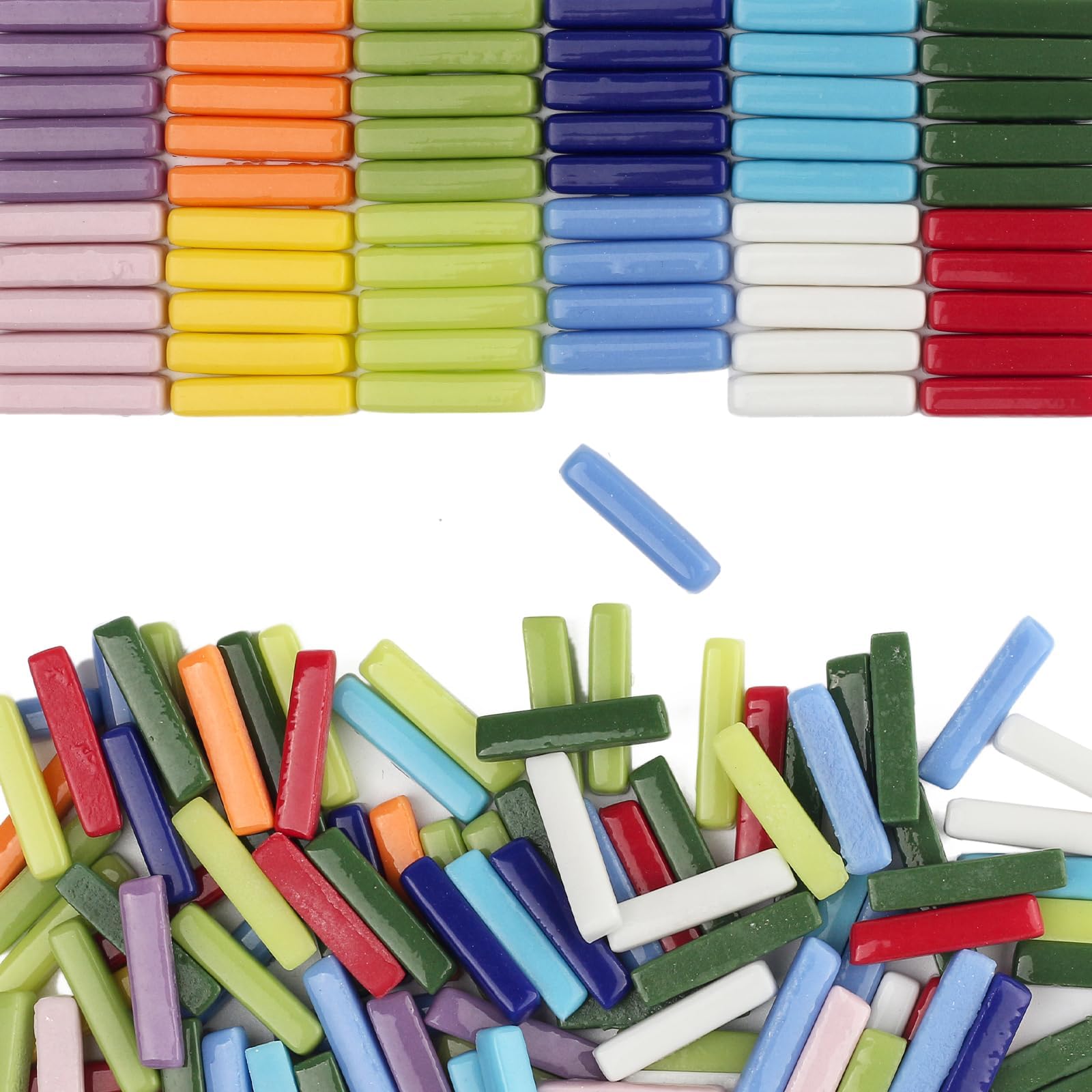 Youway Style Stick Mosaic Tiles for Crafts,228g Multi Colors Glass Mosaic Pieces Bulk, Linear Shape for DIY Art Crafts Supplies and Mosaic Outdoor Projects