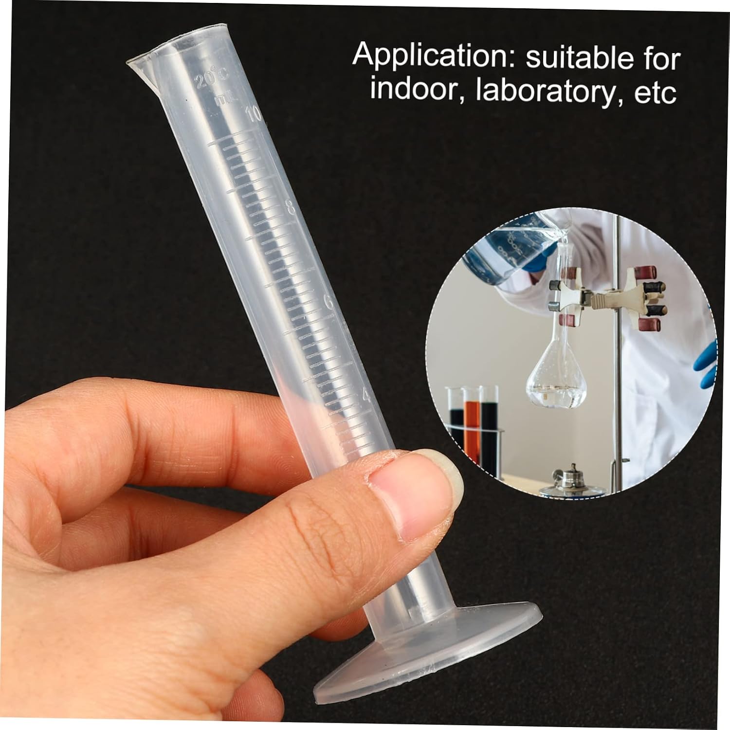 Luxshiny 8pcs Measuring Cylinder Plastic Graduated Cylinders Lab Test Tube Tapered Spout Non-wetting Interior for Precise Measurement