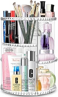 منظم مكياج من الاكريليك الشفاف دوار بزاوية 360 درجة لعرض وتخزين العطور ومستحضرات التجميل وتنظيم الخزانة والحمام ومراة الزينة