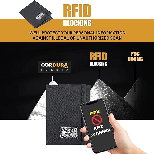 Miniatura 6 de Rough Enough - Funda para pasaporte y tarjeta de vacunación para hombres, mujeres y niños, Negro, Casual