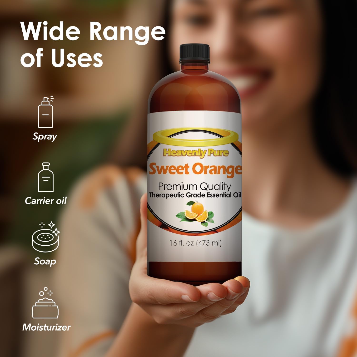 Sweet Orange Essential Oil 16 Fl Oz (Pack of 1) Large Bottle for Aromatherapy Diffusers Candles and DIY Crafts - Image 3