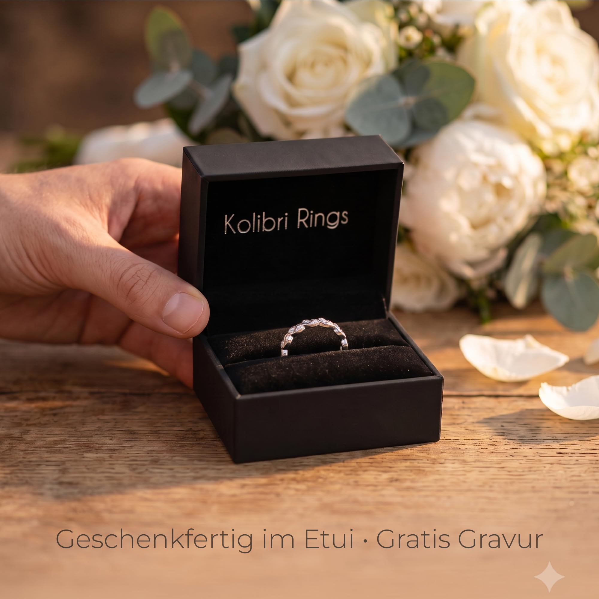 Kolibri Rings Damenring Silber 925 10 Zirkonia Steine Verlobungsring - Inkl. Gravur und Etui