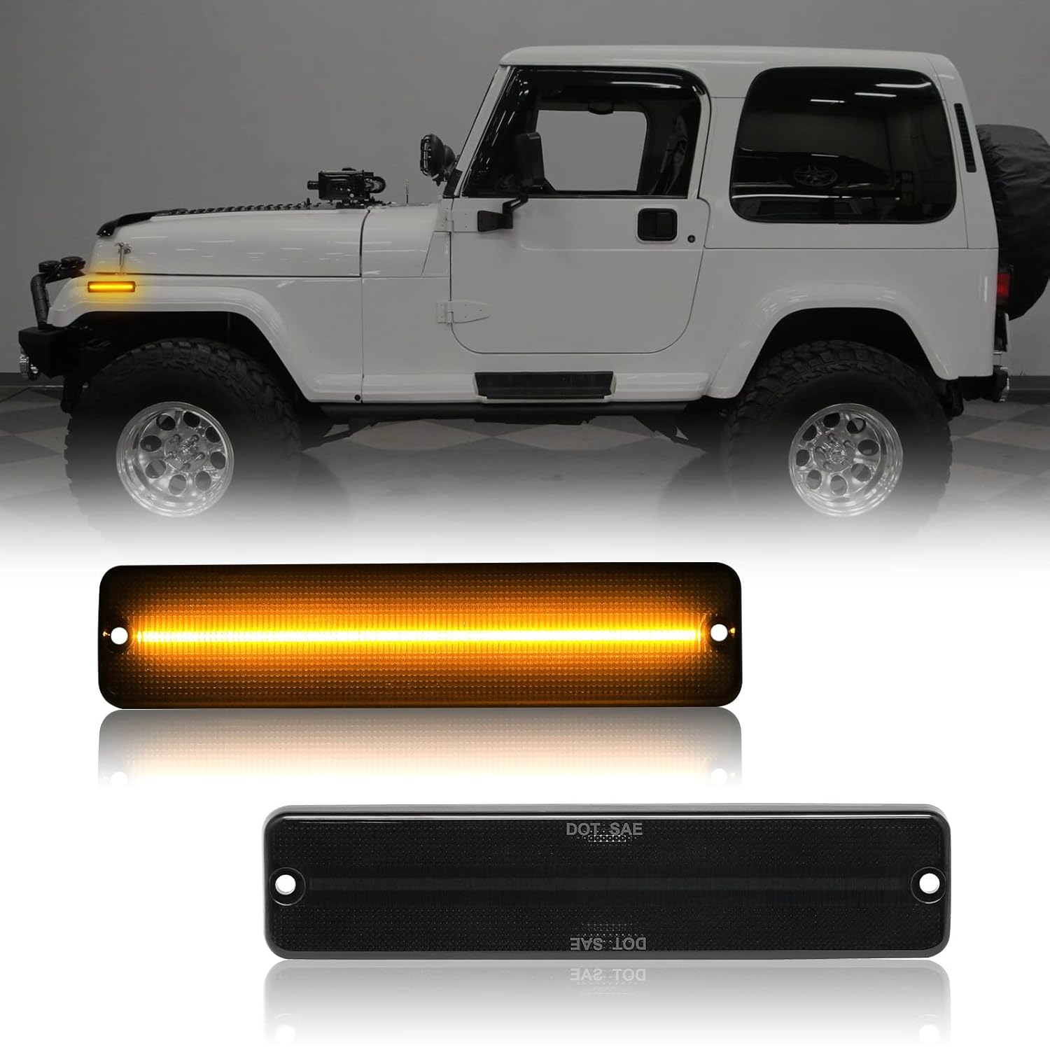 LED Side Marker Lights Replacement Compatible with Wrangler YJ 1987