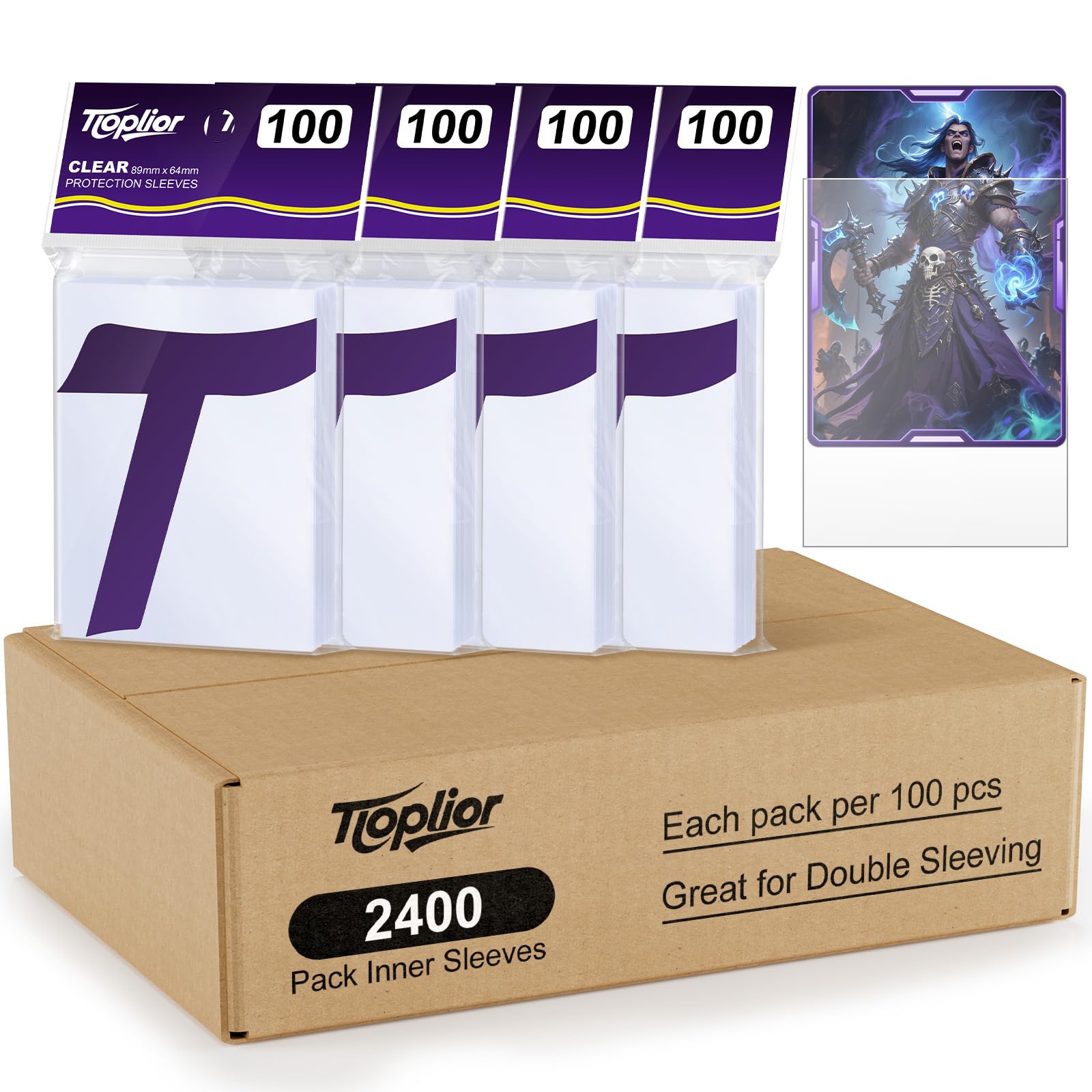 Clear Inner Card Sleeves,Perfect Fit for Double-Sleeving,Acid-Free & Scuff-Resistant,Trading Card Sleeve Compatible with MTG,TCG,Baseball,Sports Cards (2400)