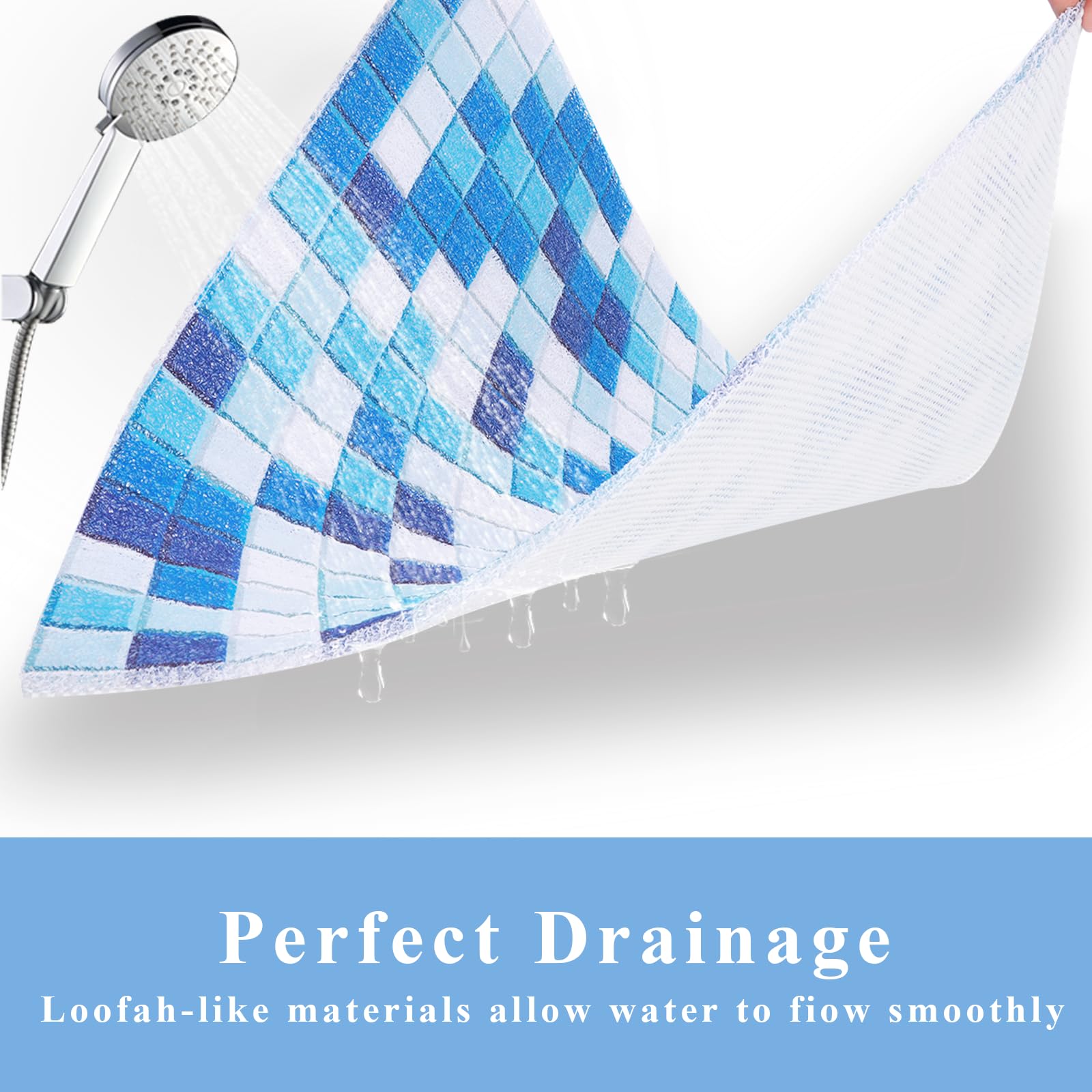 Tappetino Doccia Antiscivolo 70x70cm, Tappetino Vasca Antiscivolo da Bagno con Scarico, Morbido PVC Luffa Tappetino Bagno, Asciugatura Rapida