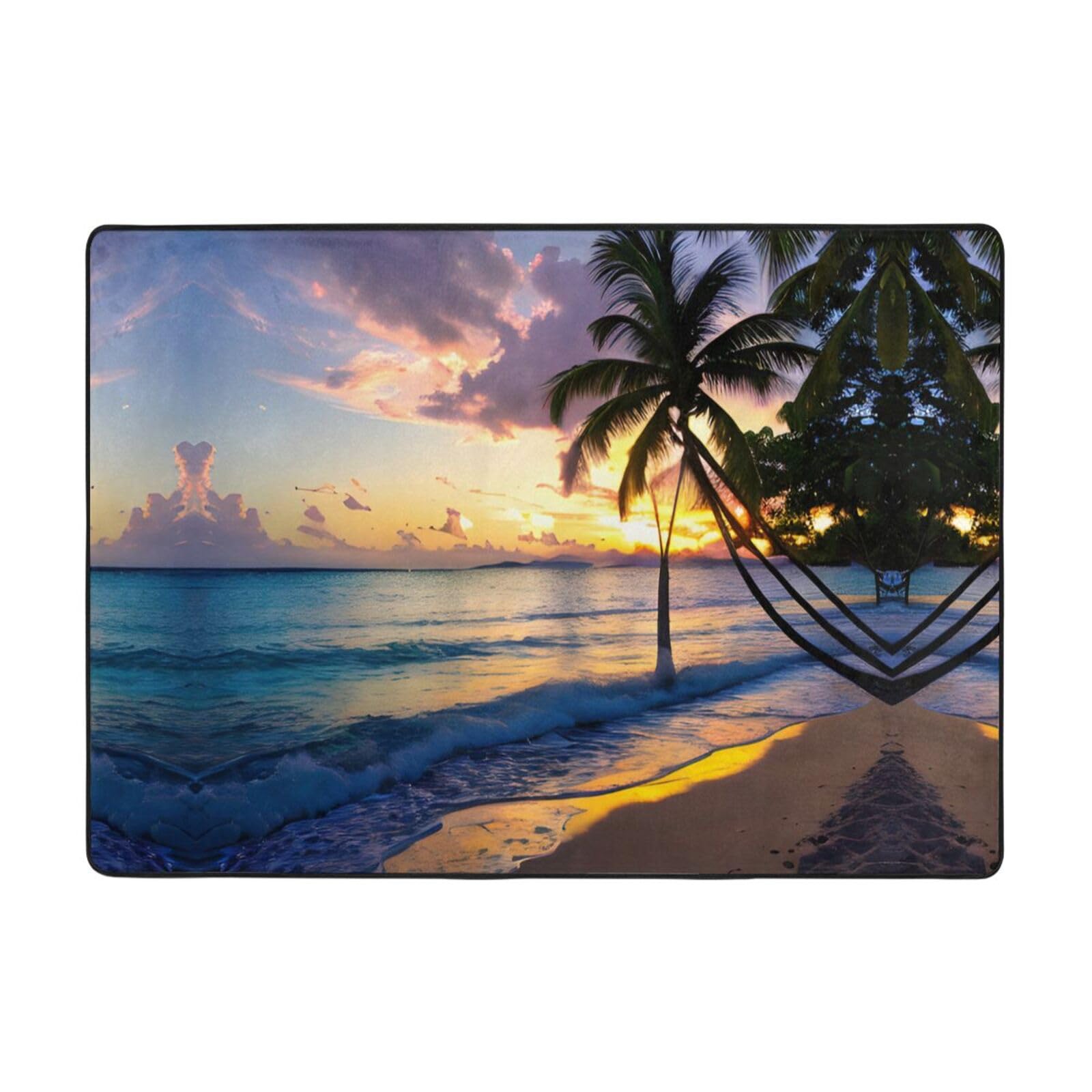Tapis de salon imprimé plage jamaïcaine pour réchauffer un sol froid et vide