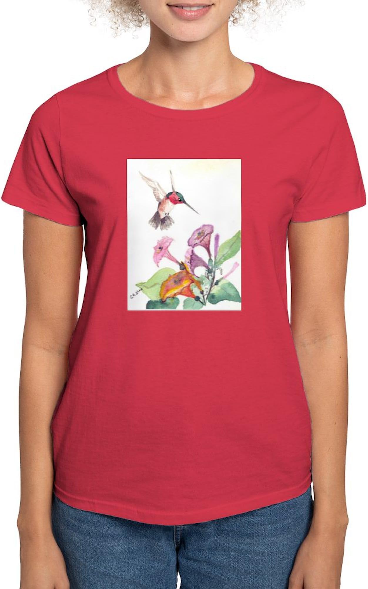 CafePress Adorable Hummers T Shirt Womens Classic Crew-Neck Soft Graphic T-Shirt