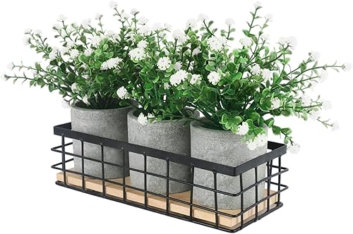 3 plantas artificiales en maceta para decoración del hogar en interiores, centros de mesa para comedor, decoración de mesa para mesa de café,