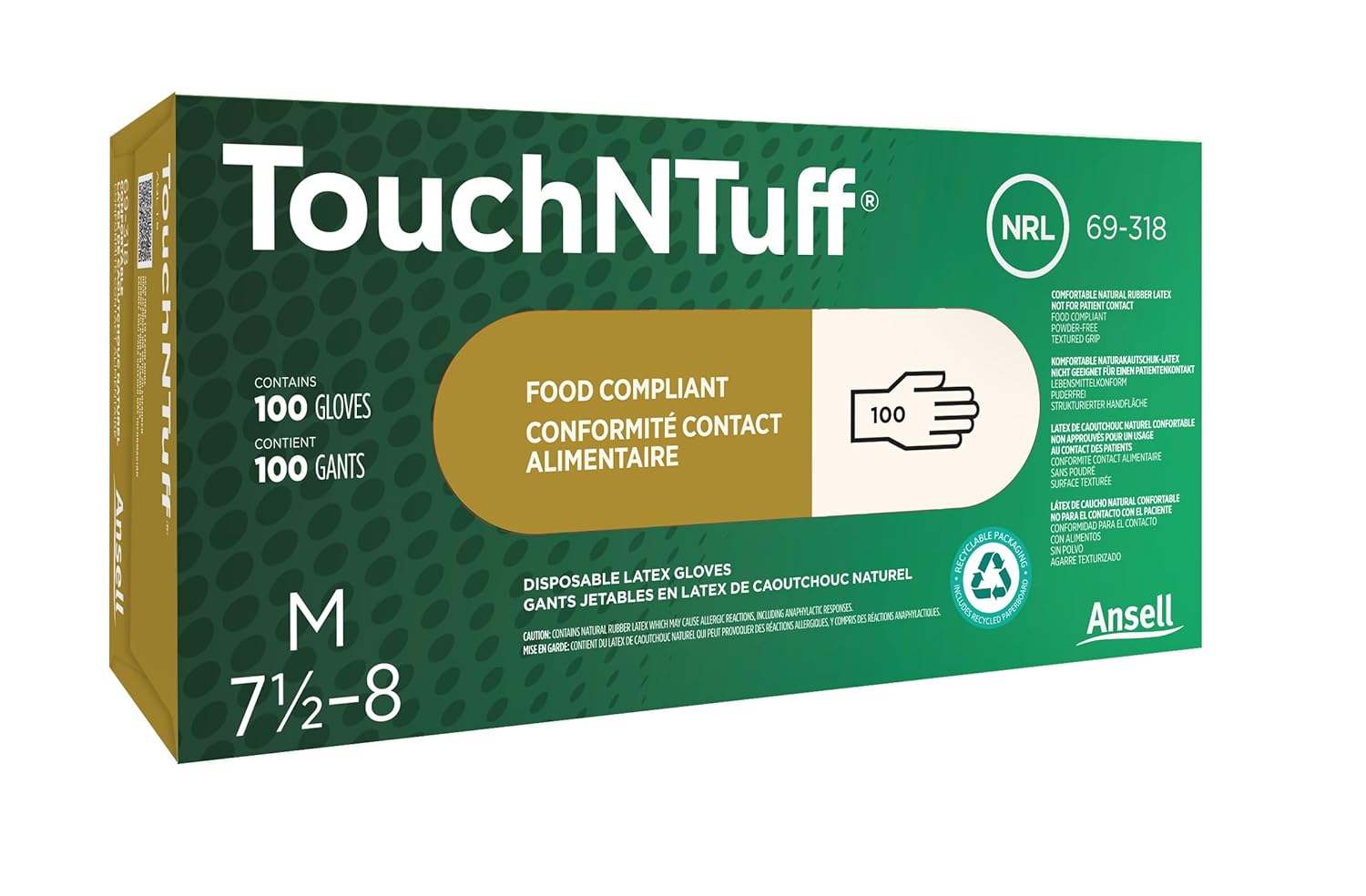 Ansell X-Large White TouchNTuff 5 mil Latex Disposable Gloves