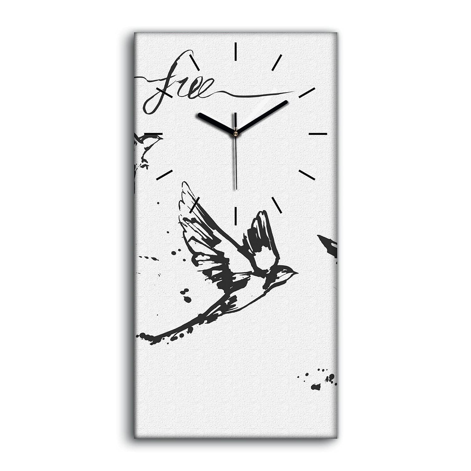 Horloge sur Toile Déco Salon et Chambre Tableau Moderne Oiseaux Volants