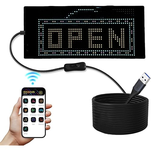 Programmable LED Car Sign, Bluetooth APP Control Flexible LED Matrix Panel, DIY Scrolling Text Animations Bright Devil Eyes Windshield Display, USB 5V LED Sign for Uber Lyft Advertising Business Car Truck Motorcycle Taxi Cart Festival Decor (11''x5'')