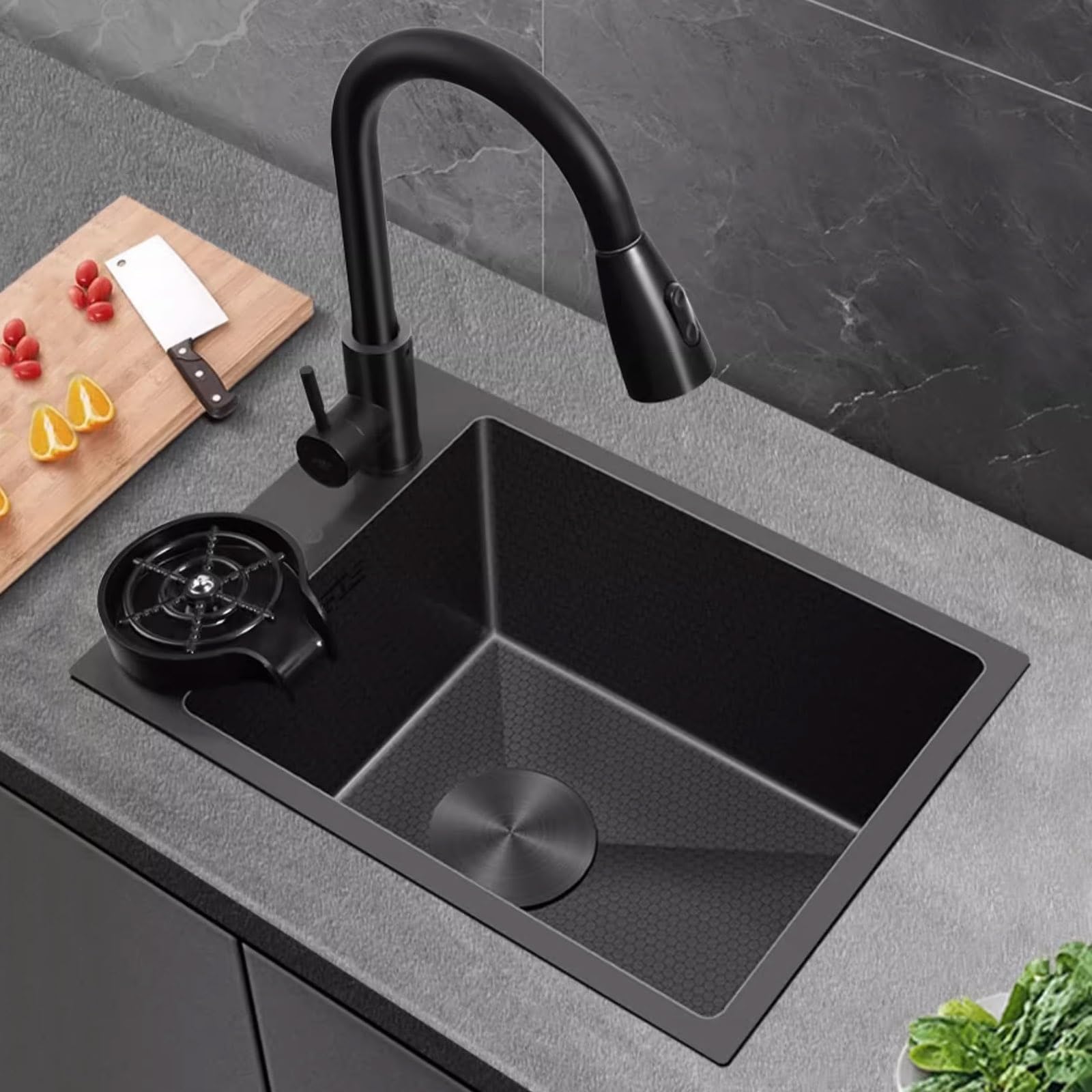 Évier de cuisine moderne en acier avec robinet et rince-verre pour balcon