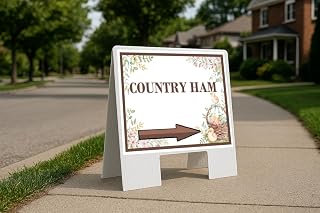 Country Ham Easter Spring Vintage Chicks Eggs Basket Brown Directional Arrows A-Frame Double Sided 23x23 in. sign
